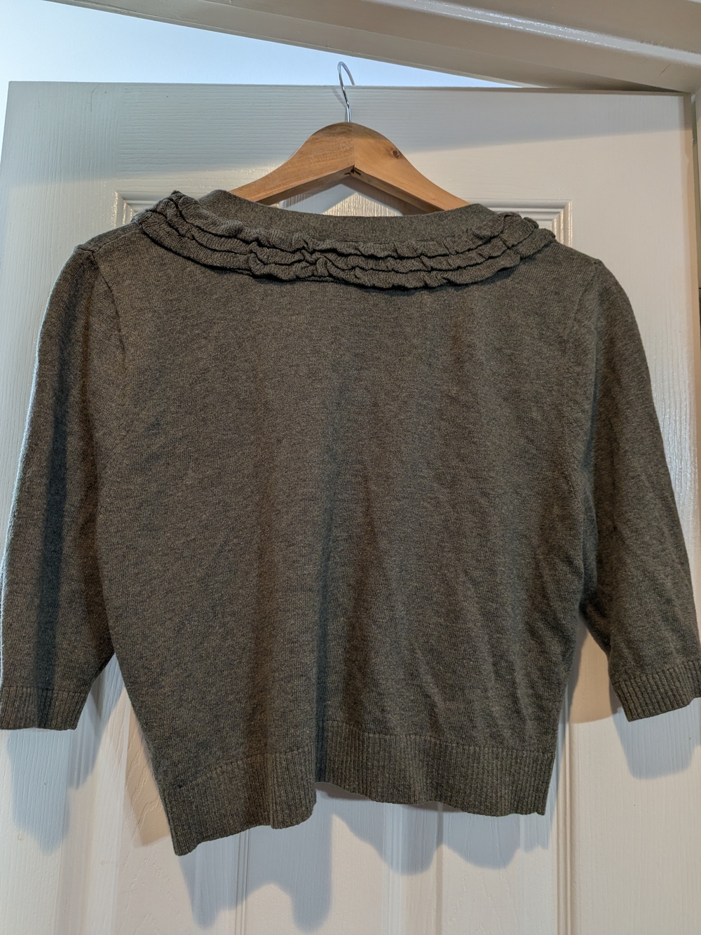 Moth Gray Ruffle-Trim Button Cardigan - Picture 4 of 4